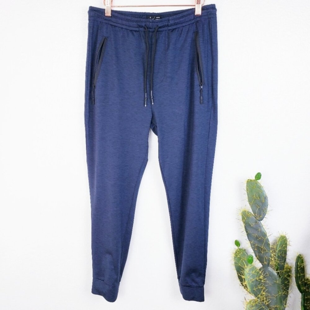 Public Record Mens Joggers Track Pants Heather Navy Blue size M